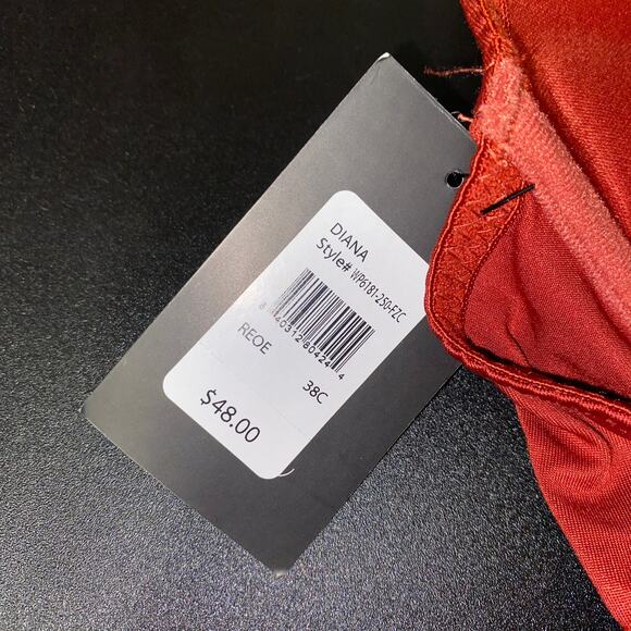 NWT Fredericks of Hollywood Rust Red Diana Push-Up Plunge Underwire Bra Size 38C - Picture 6 of 8